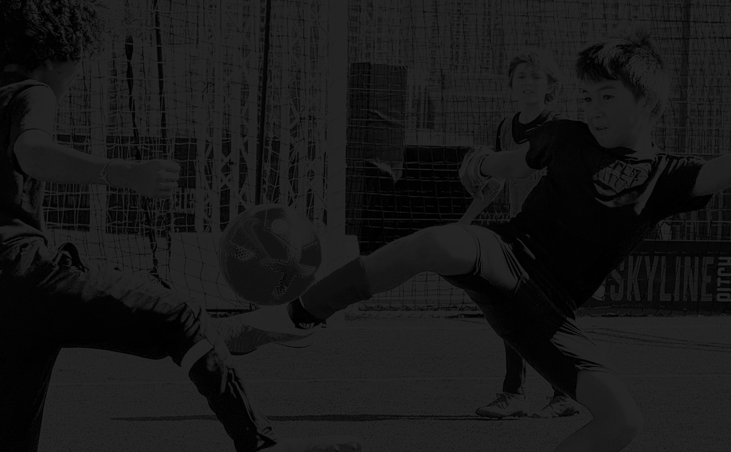 Rooftop soccer venue with Chicago skyline - View 1